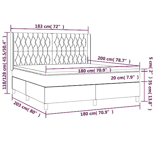 DYRJDJWIDHW kopfteil Bett metallbett bettgestell Bed frameBoxspringbett mit Matratze Blau 120x200 cm StoffGeeignet für Schlafzimmer von DYRJDJWIDHW