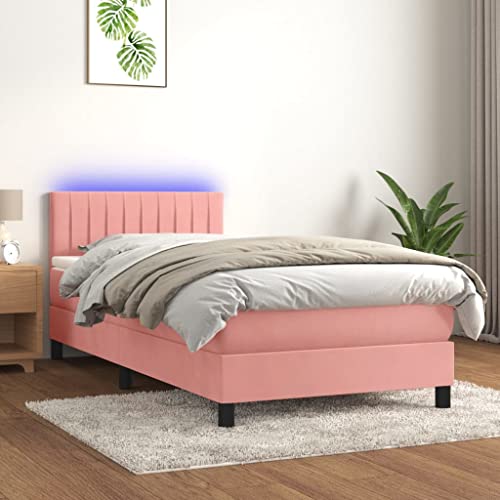 DYRJDJWIDHW lattenroste Bed futonbett metallbettBoxspringbett mit Matratze & LED Dunkelgrau 140x190 cm StoffGeeignet für Schlafzimmer von DYRJDJWIDHW