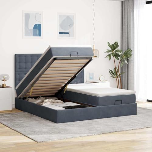 DYRJDJWIDHW lattenroste bettgestell Bed bettOttoman-Bett mit Matratze & LEDs Hellgrau 120x200 cm StoffGeeignet für Schlafzimmer von DYRJDJWIDHW