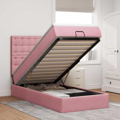 DYRJDJWIDHW lattenroste futonbett Bed bettOttomane Bett mit Matratze & LEDs Taupe 140x200 cm StoffGeeignet für Schlafzimmer von DYRJDJWIDHW