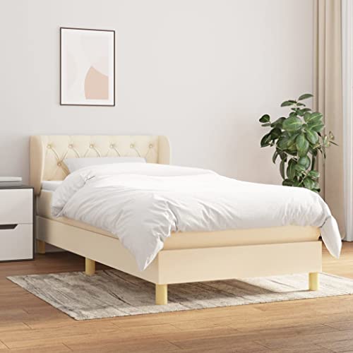 DYRJDJWIDHW lattenroste futonbett kopfteil Bett bettgestellBoxspringbett mit Matratze Dunkelbraun 140x200 cm StoffGeeignet für Schlafzimmer von DYRJDJWIDHW
