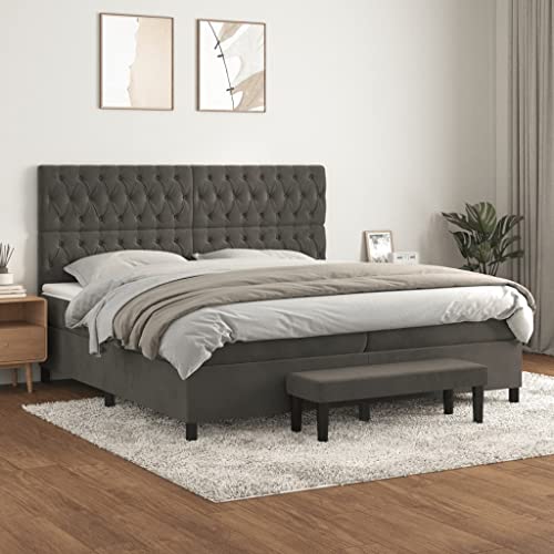 DYRJDJWIDHW lattenroste futonbett metallbett bedBoxspringbett mit Matratze & LED Creme 120x200 cm StoffGeeignet für Schlafzimmer von DYRJDJWIDHW