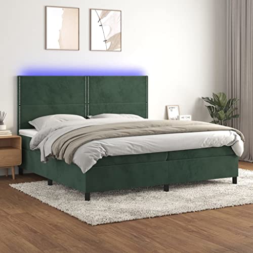 DYRJDJWIDHW lattenroste kopfteil Bett metallbett Bed frameBoxspringbett mit Matratze & LED Schwarz 140x200 cm StoffGeeignet für Schlafzimmer von DYRJDJWIDHW