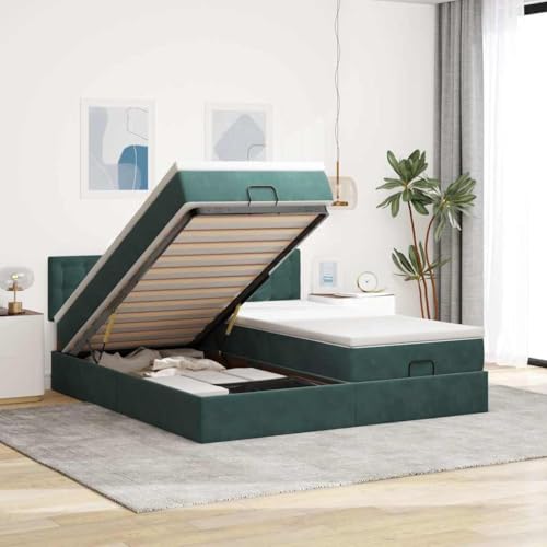 DYRJDJWIDHW lattenroste metallbett Bed Frame betten, bettrahmen Ottoman-Bett mit Matratzen Dunkelbraun 200x200 cm StoffGeeignet für Schlafzimmer von DYRJDJWIDHW