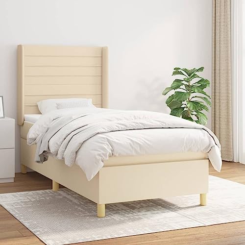 DYRJDJWIDHW metallbett Bed Bett futonbettBoxspringbett mit Matratze Taupe 100x200 cm StoffGeeignet für Schlafzimmer von DYRJDJWIDHW