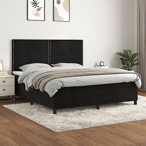 DYRJDJWIDHW metallbett Bed Frame kopfteil Bett bettgestellBoxspringbett mit Matratze Dunkelgrün 140x200 cm SamtGeeignet für Schlafzimmer von DYRJDJWIDHW