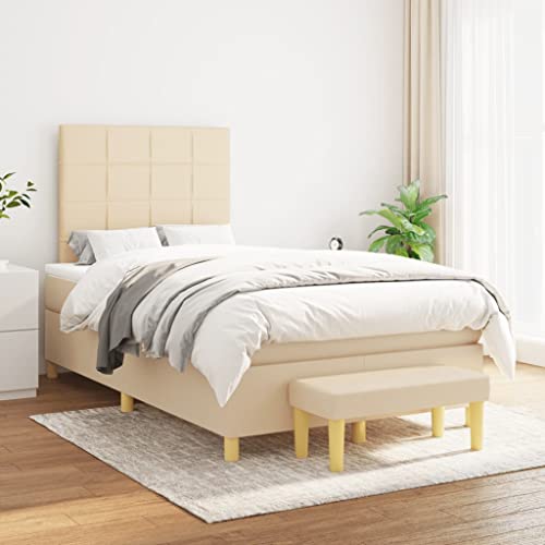 DYRJDJWIDHW metallbett Bed bettgestell bettBoxspringbett mit Matratze & LED Creme 80x200 cm StoffGeeignet für Schlafzimmer von DYRJDJWIDHW