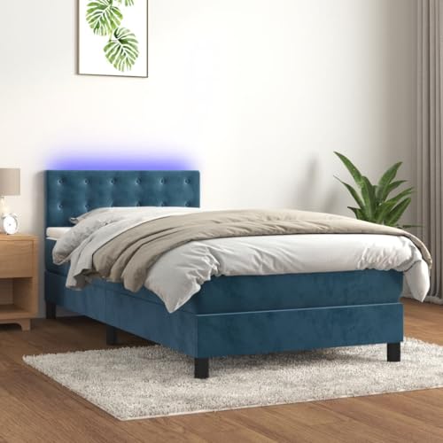 DYRJDJWIDHW metallbett Bed bettgestell lattenrosteBoxspringbett mit Matratze Blau 140x200 cm StoffGeeignet für Schlafzimmer von DYRJDJWIDHW