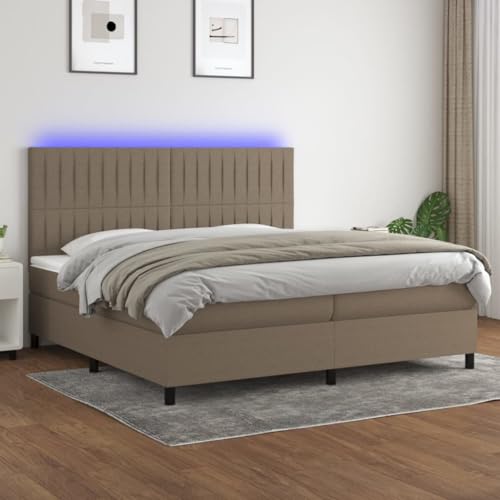 DYRJDJWIDHW metallbett Bed futonbett bettrahmenBoxspringbett mit Matratze & LED Creme 120x200 cm StoffGeeignet für Schlafzimmer von DYRJDJWIDHW