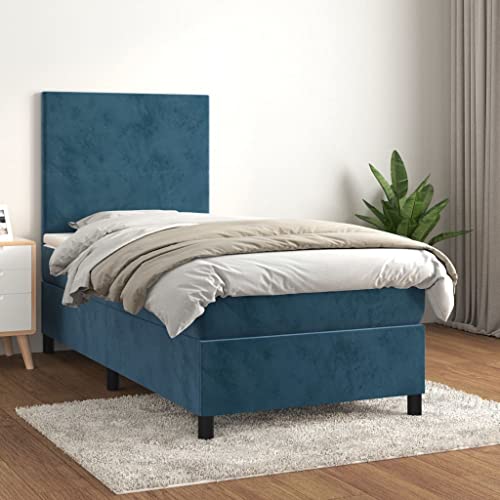 DYRJDJWIDHW metallbett Bed futonbett lattenrosteBoxspringbett mit Matratze Blau 180x200 cm StoffGeeignet für Schlafzimmer von DYRJDJWIDHW