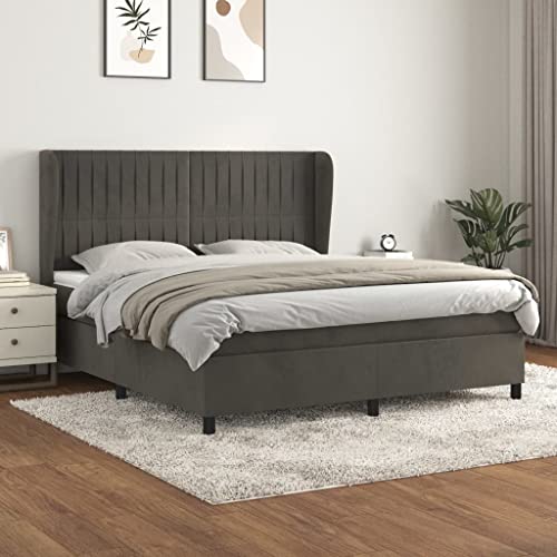 DYRJDJWIDHW metallbett Bett lattenroste bettenBoxspringbett mit Matratze Hellgrau 180x200 cm SamtGeeignet für Schlafzimmer von DYRJDJWIDHW