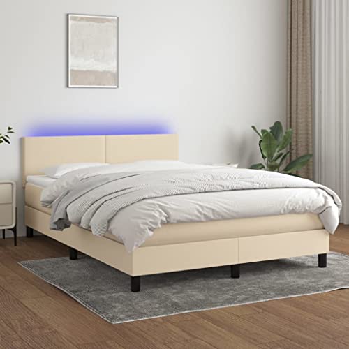 DYRJDJWIDHW metallbett betten futonbett bettrahmenBoxspringbett mit Matratze Creme 140x200 cm StoffGeeignet für Schlafzimmer von DYRJDJWIDHW