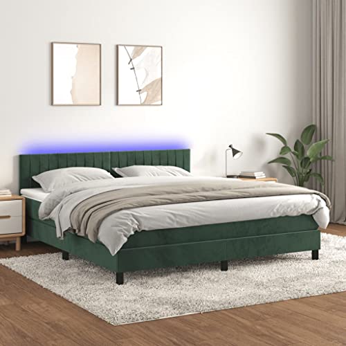 DYRJDJWIDHW metallbett bettgestell Bett kopfteil bettBoxspringbett mit Matratze Dunkelblau 90x190 cm SamtGeeignet für Schlafzimmer von DYRJDJWIDHW