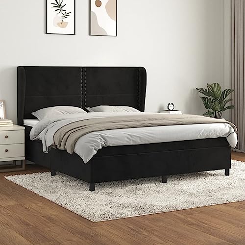 DYRJDJWIDHW metallbett bettgestell kopfteil Bett Bed frameBoxspringbett mit Matratze Rosa 100x200 cm SamtGeeignet für Schlafzimmer von DYRJDJWIDHW