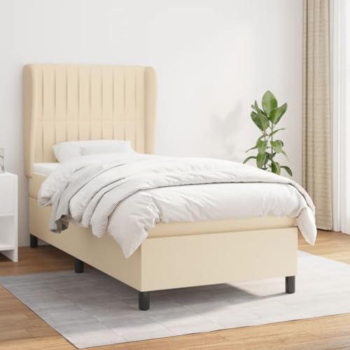 DYRJDJWIDHW metallbett futonbett Bed Frame bettenBoxspringbett mit Matratze Hellgrau 140x200 cm SamtGeeignet für Schlafzimmer von DYRJDJWIDHW