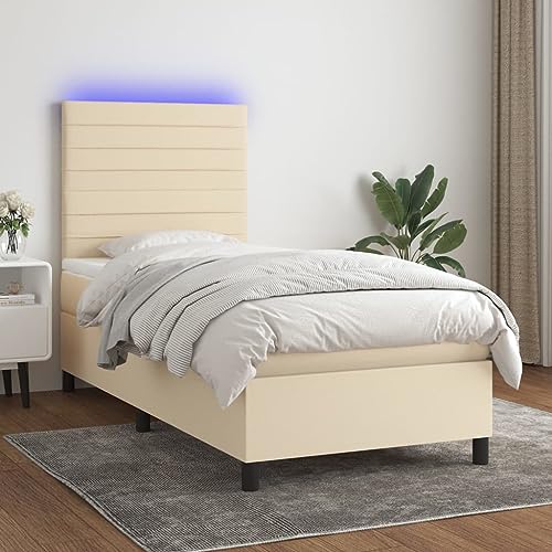DYRJDJWIDHW metallbett futonbett bettrahmen Bed frameBoxspringbett mit Matratze & LED Rosa 160x200 cm SamtGeeignet für Schlafzimmer von DYRJDJWIDHW