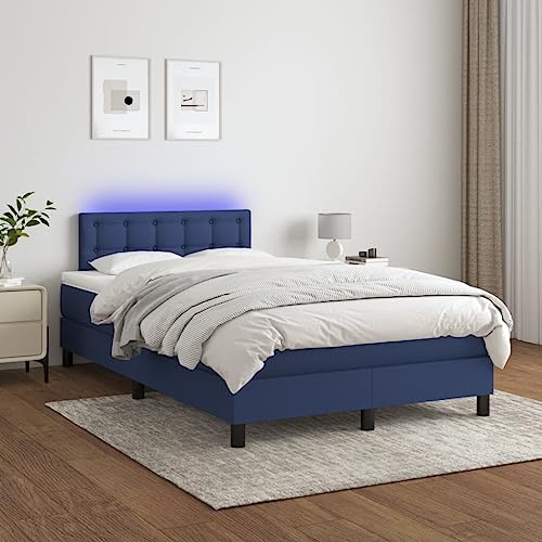 DYRJDJWIDHW metallbett lattenroste betten bettgestellBoxspringbett mit Matratze & LED Dunkelblau 90x190 cm SamtGeeignet für Schlafzimmer von DYRJDJWIDHW