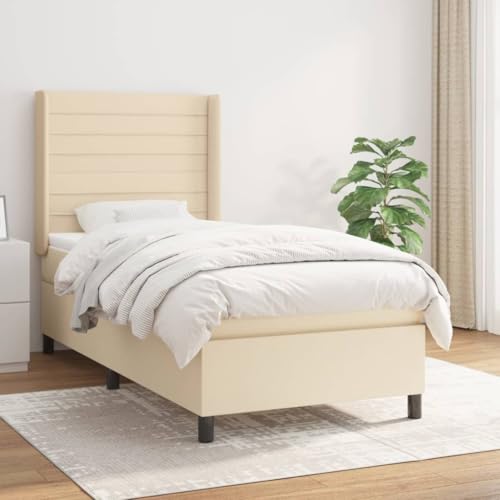DYRJDJWIDHW metallbett lattenroste kopfteil Bett futonbettBoxspringbett mit Matratze & LED Blau 80x200 cm StoffGeeignet für Schlafzimmer von DYRJDJWIDHW
