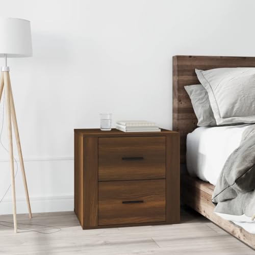 Nachttisch Braun Eichen-Optik 50x39x47 cm Beistelltisch mit Stauraum. Schlafzimmer aus Holzwerkstoff. stabile Oberplatte für Tischlampe. moderner Nachttisch für Wohnzimmer und Schlafzimmer von DYRJDJWIDHW