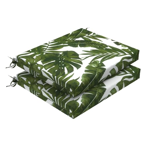 DYTXIII Quadratische Stuhlkissen für den Außenbereich, 47 x 40,6 x 5,1 cm, für Terrasse, Esszimmer, Sitzkissen, Ersatz für Küche, Garten und Gartenmöbel, Palmgrün, 2 Stück von DYTXIII