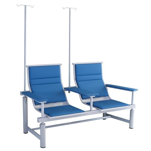 2-Sitzer-Infusionsstuhl, Blutentnahmestuhl mit Armlehnen und Haltestange, Wartezimmerbank für Klinik, Krankenhaus, Ambulanz und Zuhause(Blue) von DYUNCZ