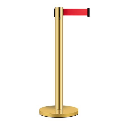 Absperrpfosten, Personenleitsystem, Edelstahlstützen mit Gummibasis, Absperrband, 2 M/3 M Rotes Einziehbares Band, Sicherheitsbarriere, for Warteschlangen in Geschäften(Gold,3m/9.8ft) von DYUNCZ