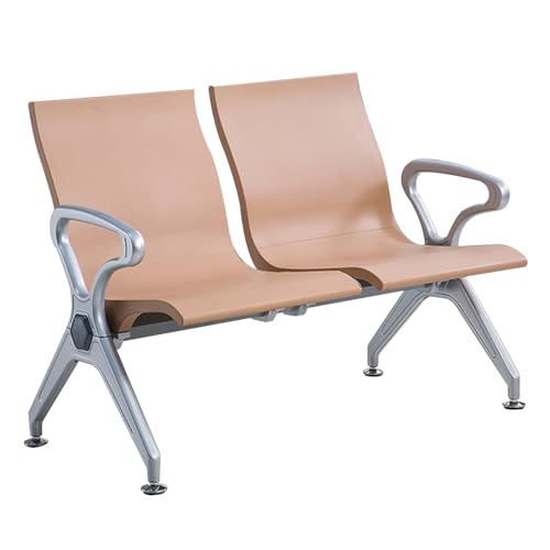 DYUNCZ 2-Sitzer Wartebank Airport, Empfangsstühle, Bürobanken, Lobbybank aus PU-Leder, für Büro, Bank, Krankenhaus, Schule, Friseursalon, Flughafen(Beige) von DYUNCZ