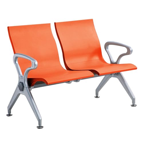 DYUNCZ 2-Sitzer Wartebank Airport, Empfangsstühle, Bürobanken, Lobbybank aus PU-Leder, für Büro, Bank, Krankenhaus, Schule, Friseursalon, Flughafen(Orange) von DYUNCZ