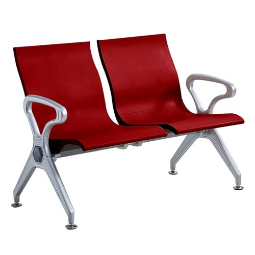 DYUNCZ 2-Sitzer Wartebank Airport, Empfangsstühle, Bürobanken, Lobbybank aus PU-Leder, für Büro, Bank, Krankenhaus, Schule, Friseursalon, Flughafen(Red) von DYUNCZ