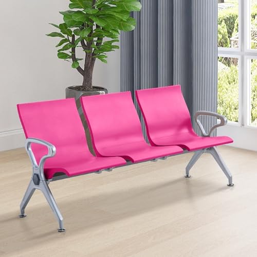 DYUNCZ 3-Sitzer-wartestühle mit Armlehnen, Empfangsstühle, PU-Leder-Bürostühle, Bürobanken, für Kliniken, Banken und Flughäfen(Pink) von DYUNCZ