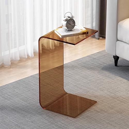 DYUNCZ Acryl-Beistelltisch, Beistelltisch Sofa, Transparenter U-förmiger Beistelltisch, Mehrzweck Oder Kleine Räume, Wohnzimmer, Schlafzimmer, Balkon (Color : Brown, Size : H-65CM/25.5IN) von DYUNCZ