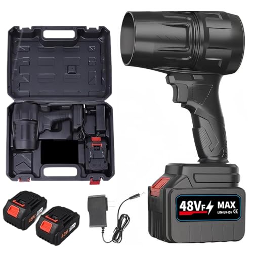 DYUNCZ Akku-Laubbläser mit Akku und Ladegerät, Gebläse, Jet Dry Mini-Laubbläser, 80-mm-Turbogebläse, Einstellbare Windgeschwindigkeit, Laubbläser von DYUNCZ