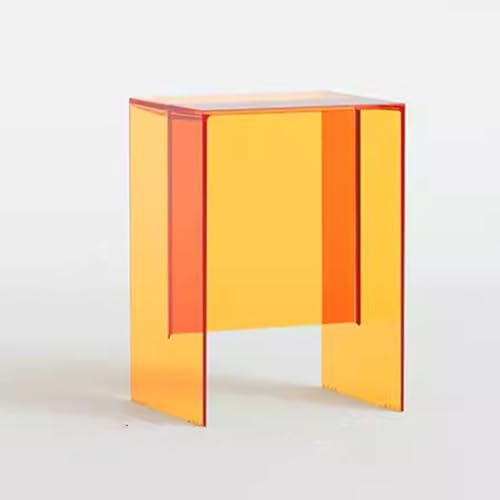 DYUNCZ Beistelltisch Acryl, Sofa-Beistelltisch, Acrylglas Tisch, Durchsichtiger Couchtisch, Kleiner Acryl-Couchtisch, Quadratischer Beistelltisch, Moderne Mehrzweckmöbel(Orange) von DYUNCZ