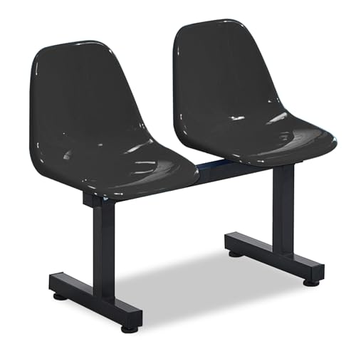DYUNCZ Kunststoff-Außenbank, 2-Sitzer-Wartezimmerstuhl, Kunststoff-Reihenstuhl, für Flughafen, Bank, Krankenhaus, Salon, Basketballplatz, Schule(Black) von DYUNCZ