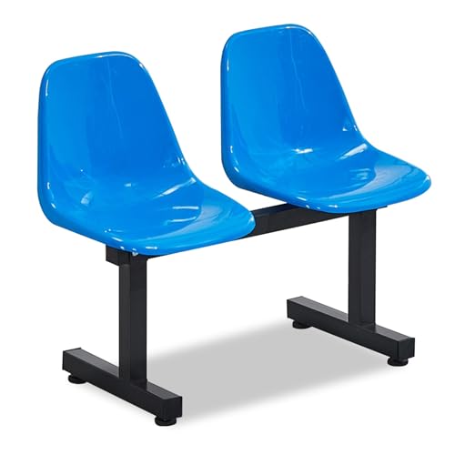DYUNCZ Kunststoff-Außenbank, 2-Sitzer-Wartezimmerstuhl, Kunststoff-Reihenstuhl, für Flughafen, Bank, Krankenhaus, Salon, Basketballplatz, Schule(Blue) von DYUNCZ