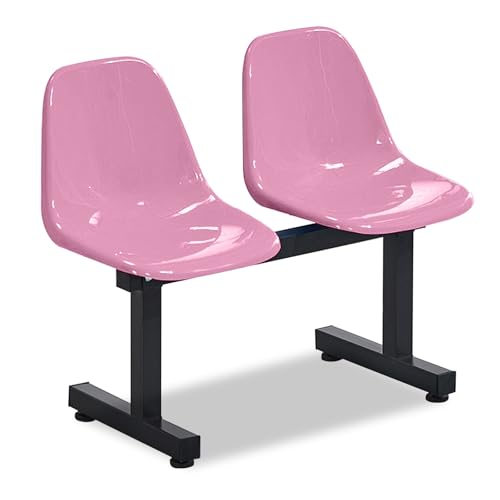 DYUNCZ Kunststoff-Außenbank, 2-Sitzer-Wartezimmerstuhl, Kunststoff-Reihenstuhl, für Flughafen, Bank, Krankenhaus, Salon, Basketballplatz, Schule(Pink) von DYUNCZ