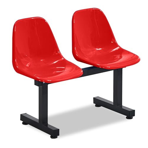 DYUNCZ Kunststoff-Außenbank, 2-Sitzer-Wartezimmerstuhl, Kunststoff-Reihenstuhl, für Flughafen, Bank, Krankenhaus, Salon, Basketballplatz, Schule(Red) von DYUNCZ