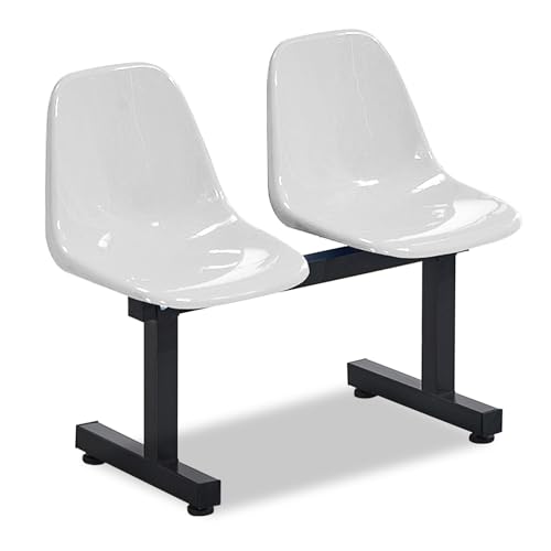 DYUNCZ Kunststoff-Außenbank, 2-Sitzer-Wartezimmerstuhl, Kunststoff-Reihenstuhl, für Flughafen, Bank, Krankenhaus, Salon, Basketballplatz, Schule(White) von DYUNCZ