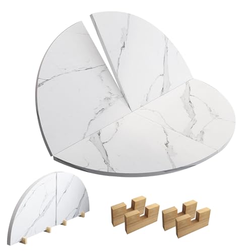 DYUNCZ Runde Tischplatte Holz mit 100 cm Bis 170 cm Durchmesser, Klappbare Runde Tischplatte, Ohne Tischbeine, Picknicktische, Platzsparend(100cm) von DYUNCZ