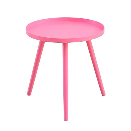 DYUNCZ Runder Side Table, Beistelltisch Metall, Runder Beistelltisch mit 3 Beinen, Sofa-Beistelltisch, Kleiner Couchtisch für Wohnzimmer und Schlafzimmer (Color : Pink, Size : 50 * 50cm) von DYUNCZ