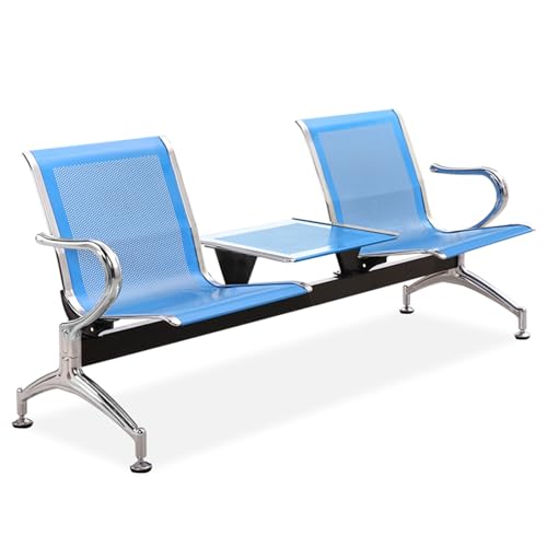 DYUNCZ Sitzbank für Wartezimmer, Wartebank Airport, 2-Sitzer-Bürostühle mit Tisch und Armlehnen, für Büro, Bank, Krankenhaus, Schule, Friseursalon, Flughafen(Blue) von DYUNCZ