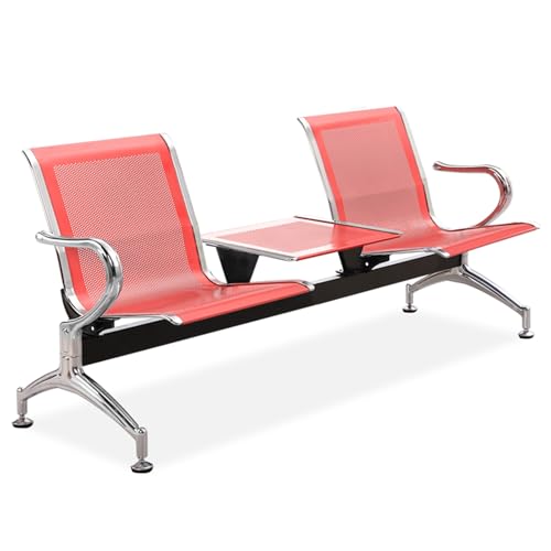 DYUNCZ Sitzbank für Wartezimmer, Wartebank Airport, 2-Sitzer-Bürostühle mit Tisch und Armlehnen, für Büro, Bank, Krankenhaus, Schule, Friseursalon, Flughafen(Red) von DYUNCZ