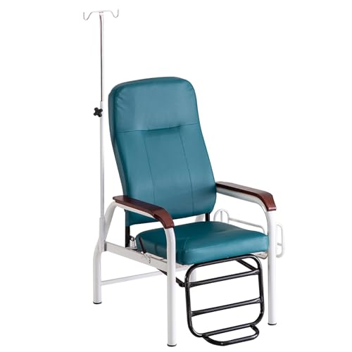 Infusionsstuhl mit Infusionsständer und Verstellbarer Rückenlehne, Leder-medizin-liegestuhl mit Weich Gepolsterter Sitzfläche und Pedalen, für Klinik, Zuhause(Green) von DYUNCZ