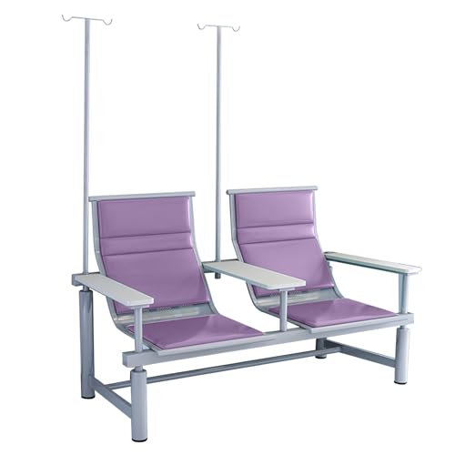 Medizinischer Infusionsstuhl mit Infusionsständer, 2-Sitzer Wartezimmerstühle, Phlebotomiestuhl mit Ledersitzfläche und -lehne, für Forschungslabore und Kliniken(Purple) von DYUNCZ