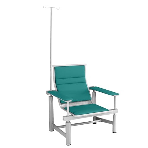 Phlebotomiestuhl mit Weich Gepolsterter Sitzfläche, Einzel-infusionsstuhl mit Verstellbarem Infusionsständer und Armlehnen, Geeignet für Krankenhäuser und Kliniken(Green) von DYUNCZ