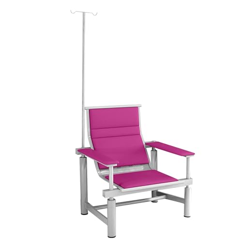 Phlebotomiestuhl mit Weich Gepolsterter Sitzfläche, Einzel-infusionsstuhl mit Verstellbarem Infusionsständer und Armlehnen, Geeignet für Krankenhäuser und Kliniken(Pink) von DYUNCZ