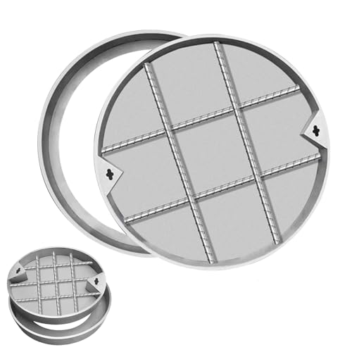 Runder Unsichtbarer Schachtdeckel mit Rahmen, Kanaldeckel, Schachtabdeckung aus Edelstahl 201, Unsichtbarer Inspektionsdeckel aus Metall, für Hof, Einfahrt und Gehweg(80x5cm/31.5x2") von DYUNCZ