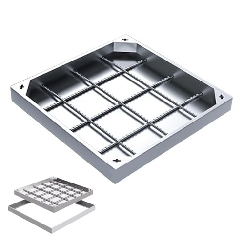 Unsichtbares Schachtabdeckung, Gullideckel, Versenkter Quadratischer Klärgrubendeckel, Schachtabdeckung und Rahmen aus Edelstahl 304, für Hof, Einfahrt, Gehweg, Parkplatz(80x80x5cm/31.5x31.5x2") von DYUNCZ