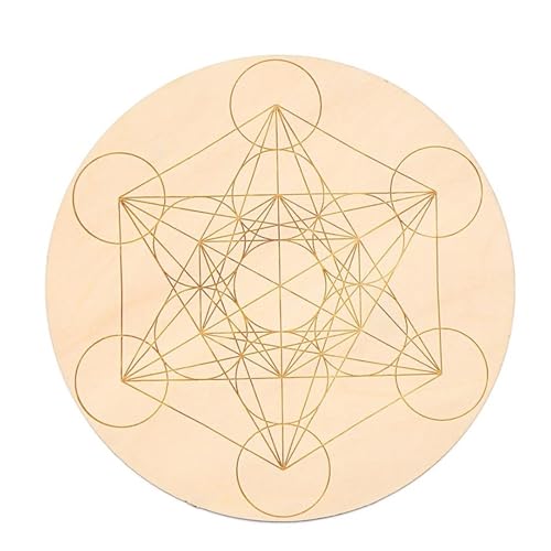 10 STÜCKE Runde Kante Kreise Geschnitzte Untersetzer Blume des Lebens Symbol Holz for Stein Kristall Set Tischset Küche DIY(Style02 10pcs) von DYYEUAVT
