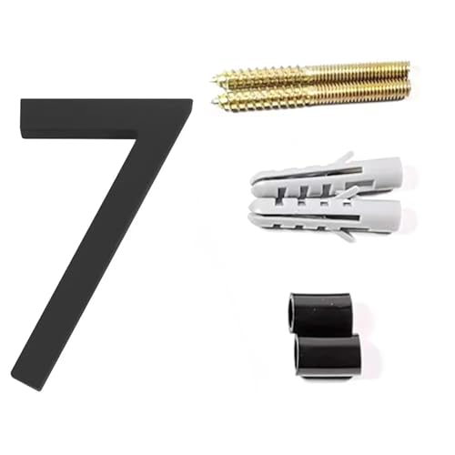 125mm Floating House Number 0-9 Alphabet A/B/C 5 Inch Screw Mounted Door Home Outdoor Address Plaque Dash Slash Sign(No.7 black) von DYYEUAVT